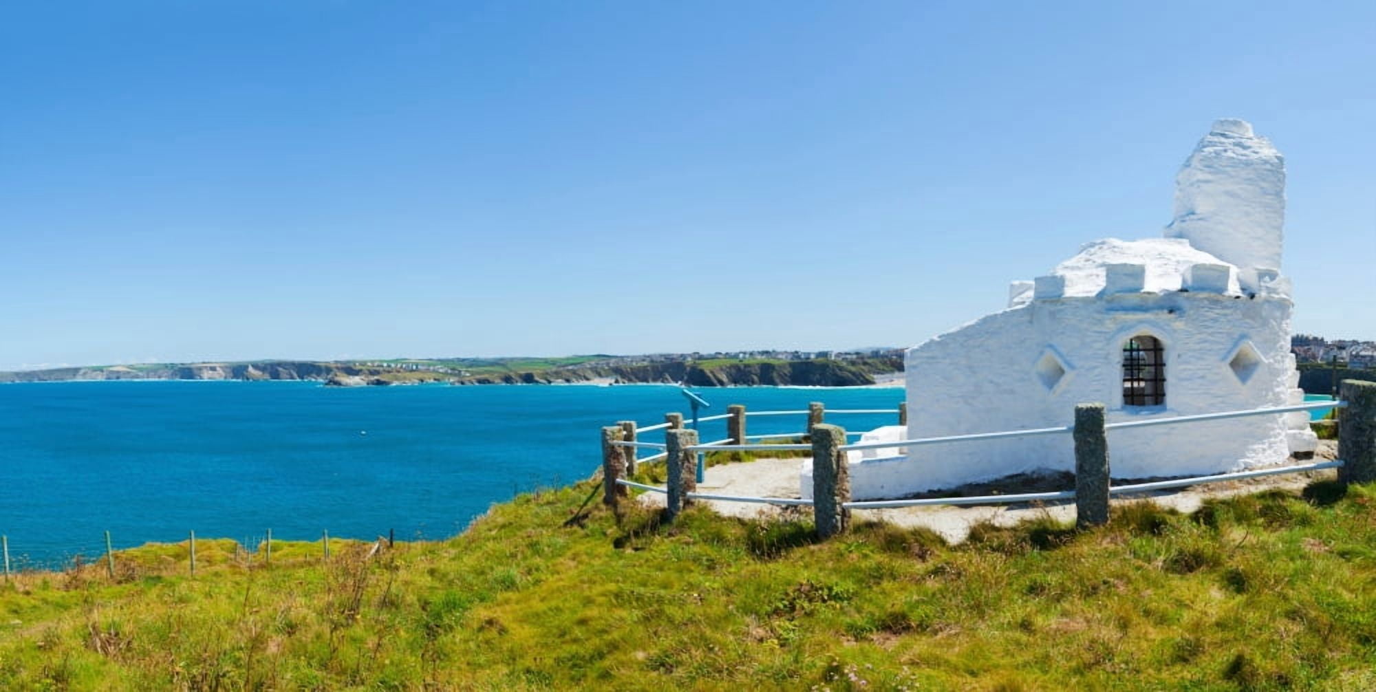 Huers Hut in earlier days used for spotting shoals of herrings Newquay Cornwall England Canvas Art - Panoramic Images (27 x 9)