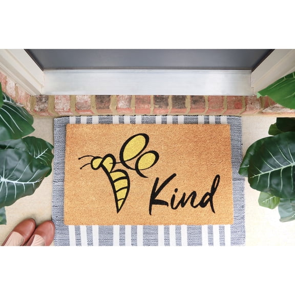 Hues and Homes Bee Kind Coco Coir Outdoor Doormat 18"x30" size