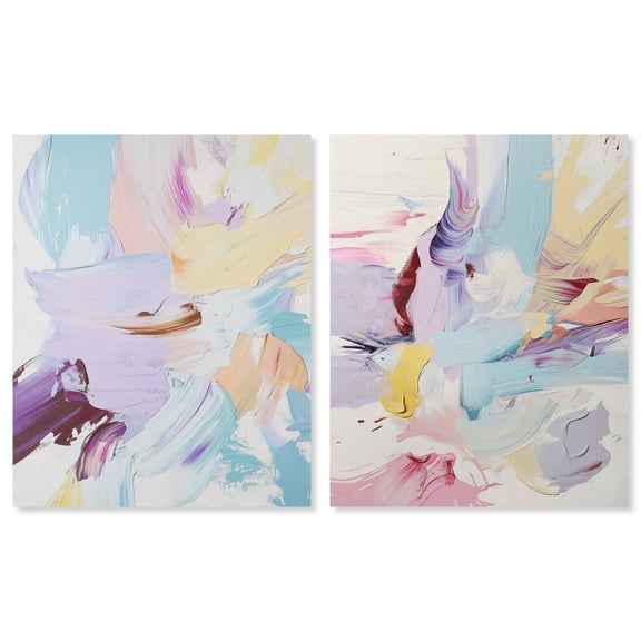 Hues of Infinity set Canvas Set of 2 Pastel Art Prints by Art Remedy, Gallery Wrapped, 16 x 20