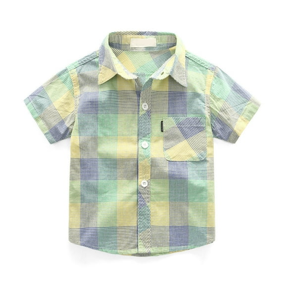 Huesdet Baby Boy Clothes Button Up Short Sleeve Shirts Country Cowboy Dress Shirt Tops Summer Vintage Clothes(Green,12-13 Years)