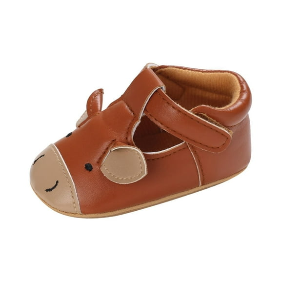 Huesdet Baby Boy Girl Cozy Fleece Bootie Stay On Slipper Winter Warm Gripper Non-Slip Crib Shoes(Brown,0-6 Months)