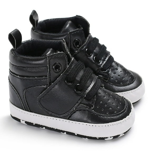 Huesdet Infant Baby Boys Girls Oxford Shoes Leather Wedding Loafers Toddler Baptism Dress Shoes First Walking Flat Lazy Crib Shoe(Black,0-12 Months)