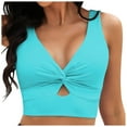 thumbnail image 1 of Huesdet Bikini Tops for Women Cropped Tankini Tops Beach Padded Knot Twist Cut Out Keyhole Tank Swimwear Top Only(Sky Blue,M), 1 of 4