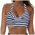 thumbnail image 1 of Huesdet Bikini Tops for Women Triangle Bikini Top Ribbed Push up Padded Halter String Bathing Suits Top[Grey,S], 1 of 8