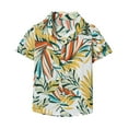 thumbnail image 1 of Huesdet Boy's Button Up Hawaiian Shirt Short Sleeve Print Tropical Beach Summer Clothes(White,9-12 Months), 1 of 5