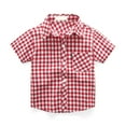 thumbnail image 1 of Huesdet Boy's Men Short Sleeve Button Up Shirt Summer Beach Linen Shirts Vacation Holidays(Red,7-8 Years), 1 of 2