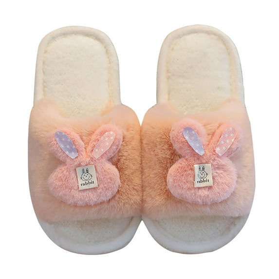 Huesdet Boys Girls Cozy House Slippers Warm Plush Winter Cotton Slipper Kids Cute Dinosaur Indoor Shoes Non-Slip(Light Pink,5.5-6 Years)