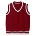 thumbnail image 1 of Huesdet Boys Girls V Neck Knitted Sweater Vest Kids Uniform Knitwear Sleeveless Pullover Crochet Vest Top Waistcoat(Red,15-16 Years), 1 of 8