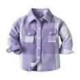 thumbnail image 1 of Huesdet Fashion Flannel Shirt Jackets Plaid Long Sleeve Lapel Button Up Shacket Fall Winter Coat Outwear Casual(Purple,7-8 Years), 1 of 9
