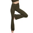 thumbnail image 1 of Huesdet Flare Leggings for Women, Crossover Yoga Pants with Pockets Bootcut Flared Leggings Army Green,M, 1 of 7
