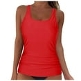 thumbnail image 1 of Huesdet High Neck Tankini Top Backless Bathing Suit Tops for Women Swimsuit Top Key Hole Swim Top Only Tank Tops for Women(Red,XL), 1 of 5