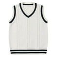thumbnail image 1 of Huesdet Kid Boys Girls Sweater Vest 100% Cotton School Uniform Vest for Girls Boy Toddler Kids Knit Vest(White,5-6 Years), 1 of 8