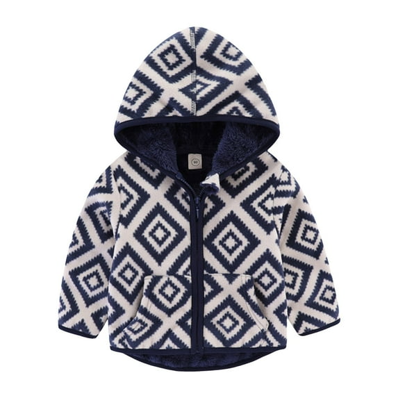 Huesdet Kids Boys Polar Fleece Jacket with Hood Toddler Outerwear Warm Autumn Winter Coat Solid Thick Outerwear Snowsuit(Navy,3-4 Y)