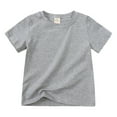 thumbnail image 1 of Huesdet Kids T-Shirts Short Sleeve Cotton Plain Top Tees Boy and Girl Unisex Toddler Children Summer(Grey,7-8 Years), 1 of 4