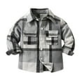 thumbnail image 1 of Huesdet Kids Toddler Flannel Jacket Plaid Long Sleeve Lapel Button Up Shacket Baby Boys Girls Pockets Shirt Top Coat Outwear(Grey,3-6 Months), 1 of 8