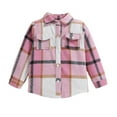thumbnail image 1 of Huesdet Kids Toddler Flannel Shirt Jacket Plaid Long Sleeve Lapel Button Up Shacket Baby Boys Girls Fall Shirt Coat Outwear(Pink,7-8 Years), 1 of 9