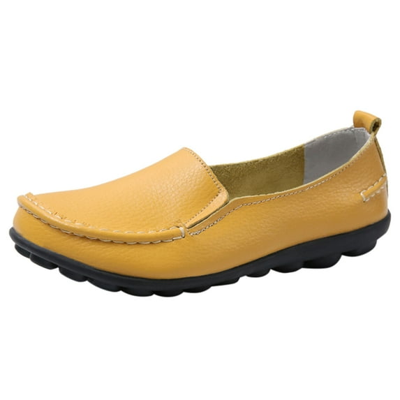 Huesdet Loafers for Women Women's Loafers & Slip-ons Penny Comfort Shoes Dressy Office Work Platform Loafers for Womens(Yellow,7)