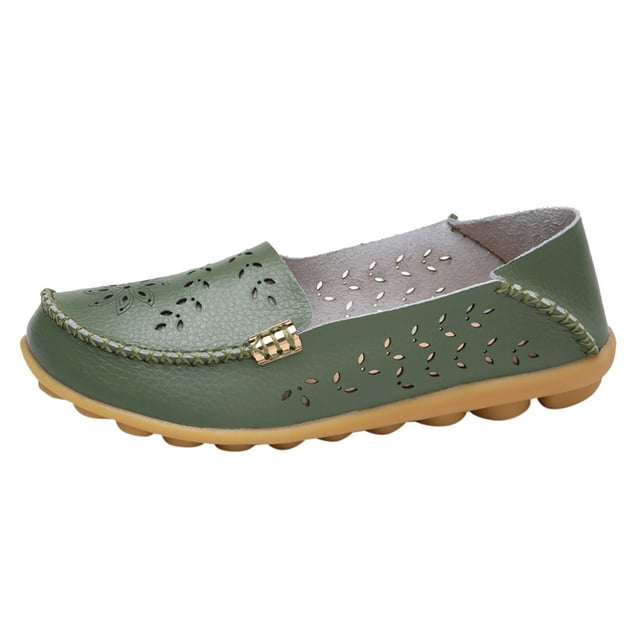 Huesdet Loafers for Women Work Flats Round Toe Business Backless Ballet Flats Metal Décor Driving Slip On(AG,9)