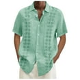 thumbnail image 1 of Huesdet Men's Casual Button Up Shirts Short Sleeve Summer Untucked Dress Shirts(Green,S), 1 of 3