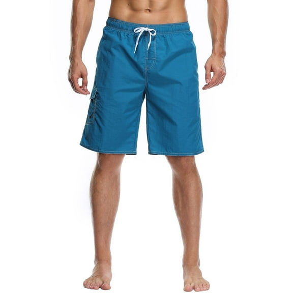 Huesdet Men's Casual Cargo Jogger Shorts Drawstring Elastic Waist Summer Beach Shorts Athletic Stretch Short with Pockets(Sky Blue,XXL)