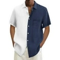 thumbnail image 1 of Huesdet Men's Casual Shirts Short Sleeve Waffle Knit Button Up Shirt Free Summer Beach Tops(White,XL), 1 of 5