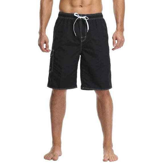 Huesdet Men's Hiking Cargo Shorts Fishing Outdoor Travel Camping Casual Golf Zipper Pockets(Black,XXL)