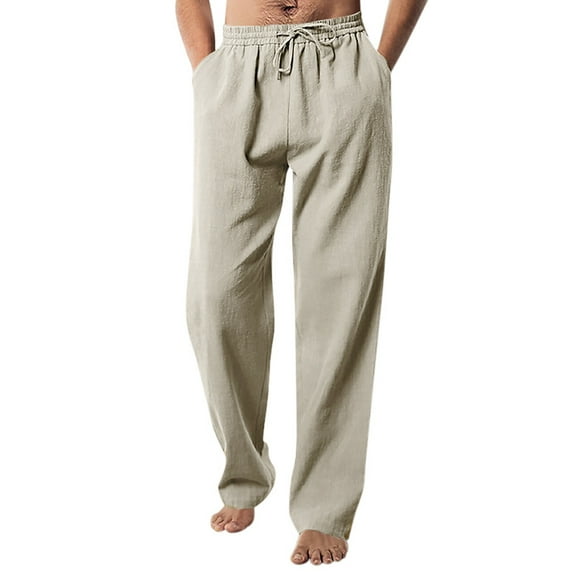 Huesdet Men's Lightweight Hiking Travel Pants Breathable Athletic Fishing Active Joggers Zipper Pockets(Khaki,M)