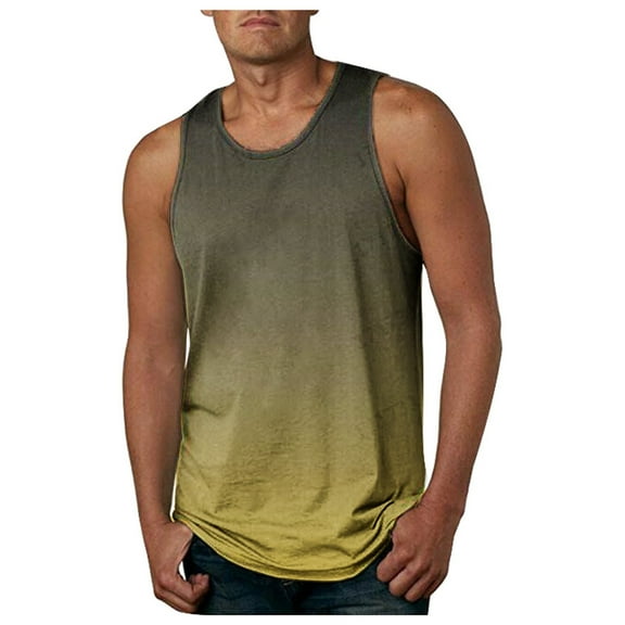 Huesdet Men's Tank Tops Quick Dry Workout Gym Sleeveless Shirts Summer Running Athletic Swim Shirts(AG,XL)