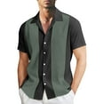 thumbnail image 1 of Huesdet Men's Vintage Bowling Shirt Short Sleeve Button Up Summer Cuba Beach Shirts(AG,S), 1 of 3