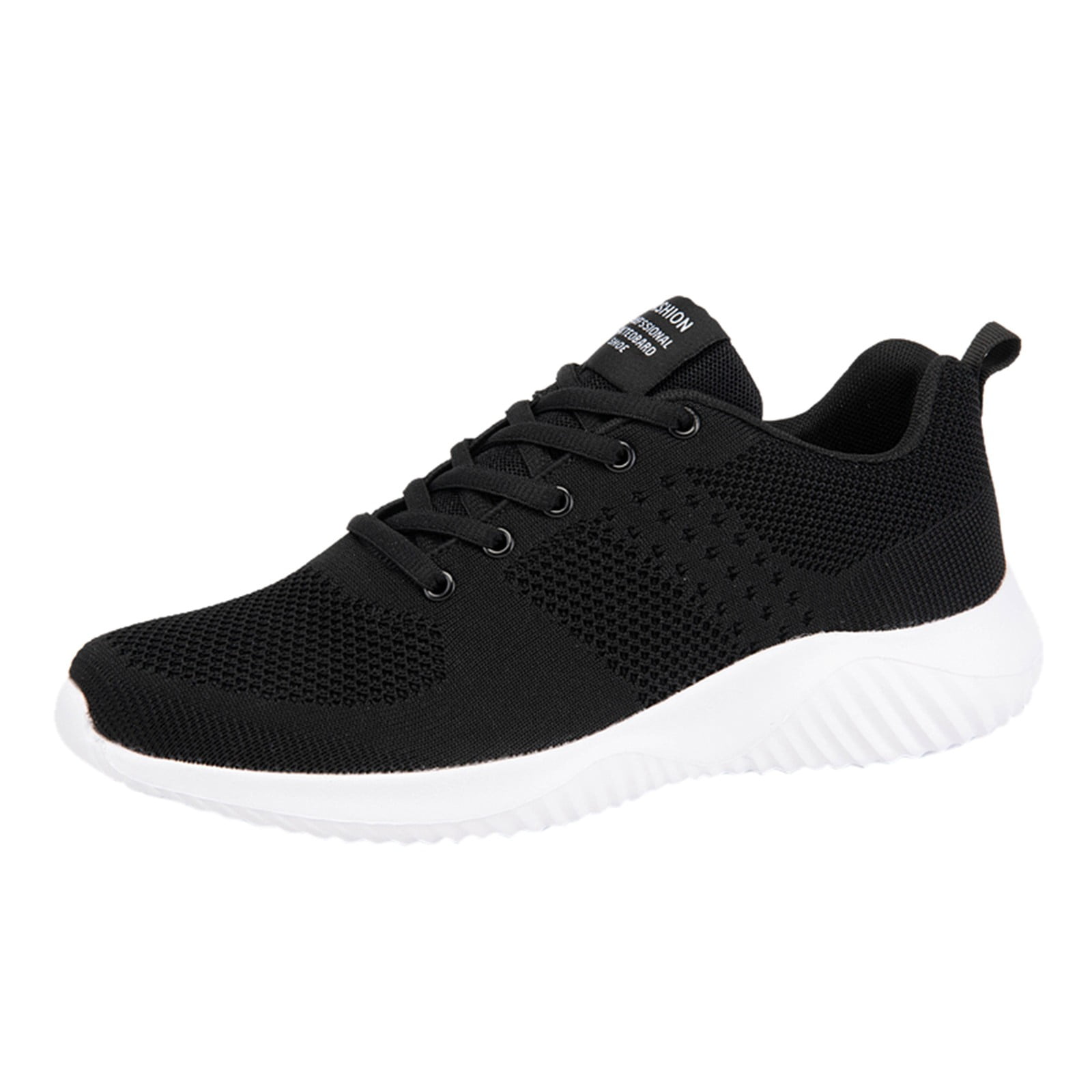 Huesdet Mens Lace Up Fashion Sneakers Non Slip Tennis Running Walking Shoes Breathable Lightweight Workout Shoes(Black,9)
