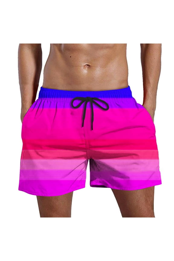 Mens Swim Trunks Bathing Suit Inseam Compression Liner Beach Swim Shorts Swimwear Quick Dry Pocket(Purple,XXL)