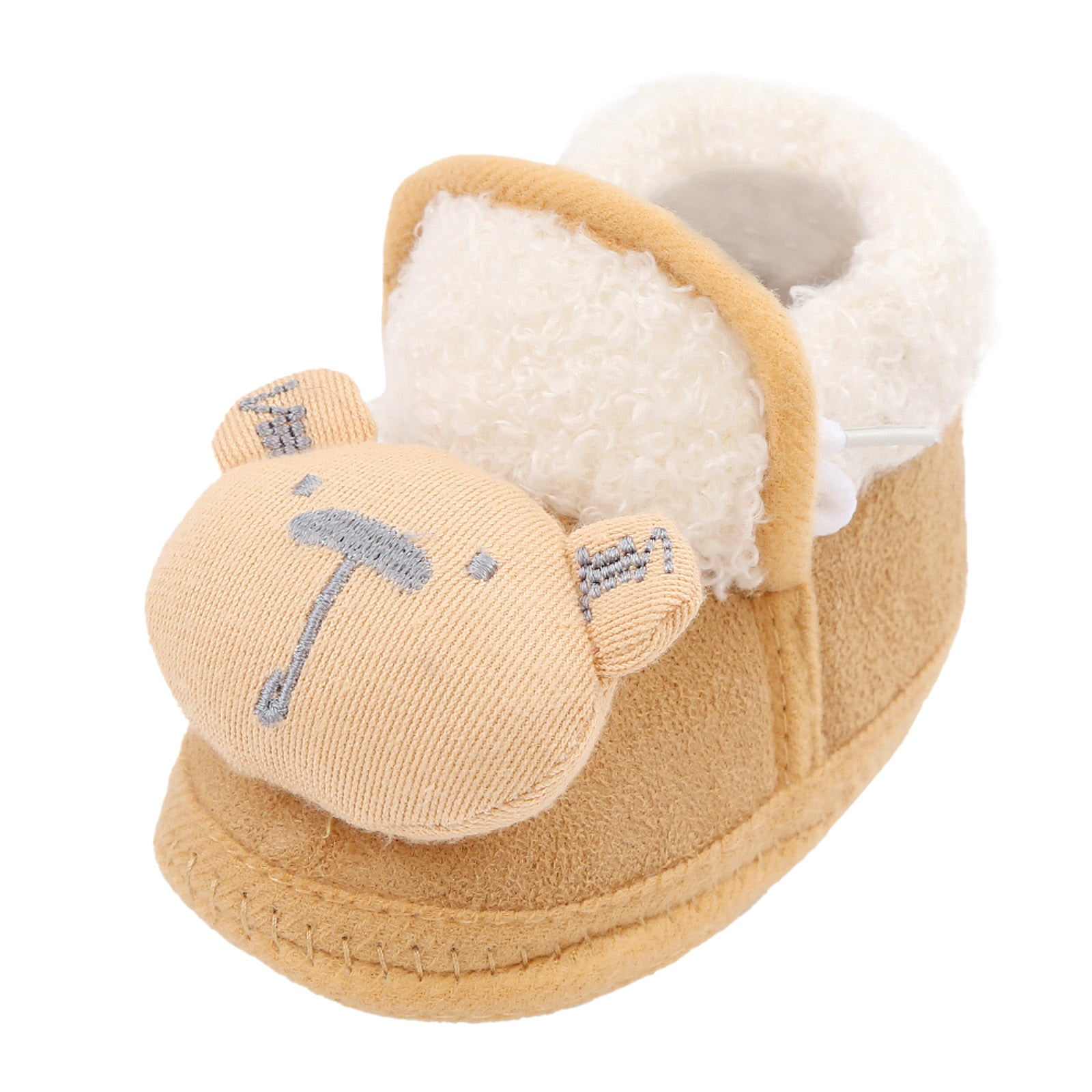 Huesdet Baby Boys Girls Fleece Booties Stay On Socks Soft Shoes Non Skid Winter Warm Christmas Slippers(Khaki,0-6 Months)