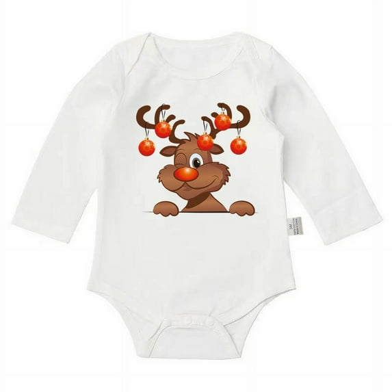 Gibobby Newborn Infant Baby Girl Boy Christmas Outfit Baby Christmas Jumpsuit Romper Long Sleeve Sweatshirt Fall Clothes(Brick Red,0-3 Months)