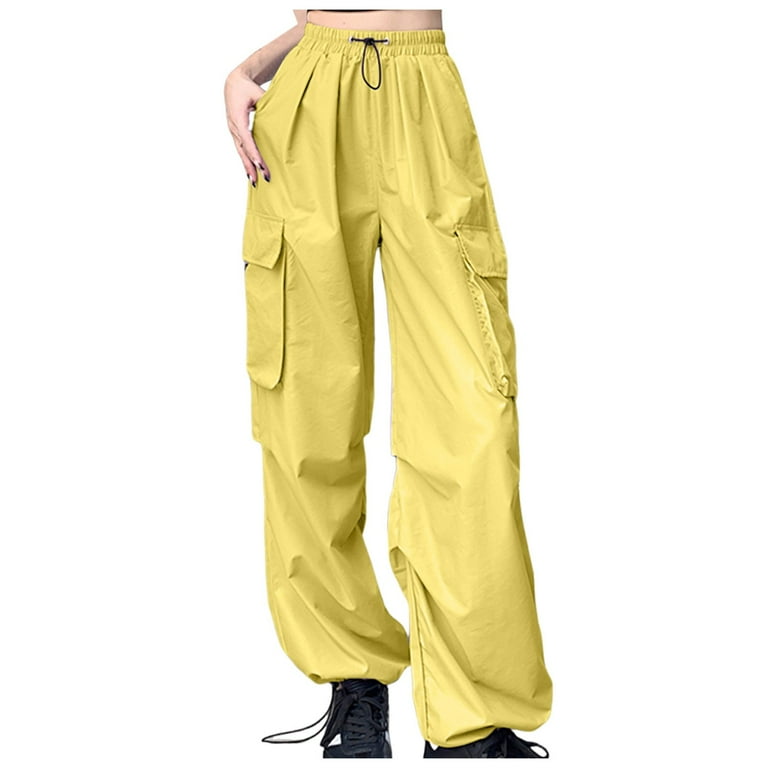 Huesdet Parachute Pants for Women Drawstring Elastic Low Huesdet Parachute Pants for Women Drawstring Elastic Low
