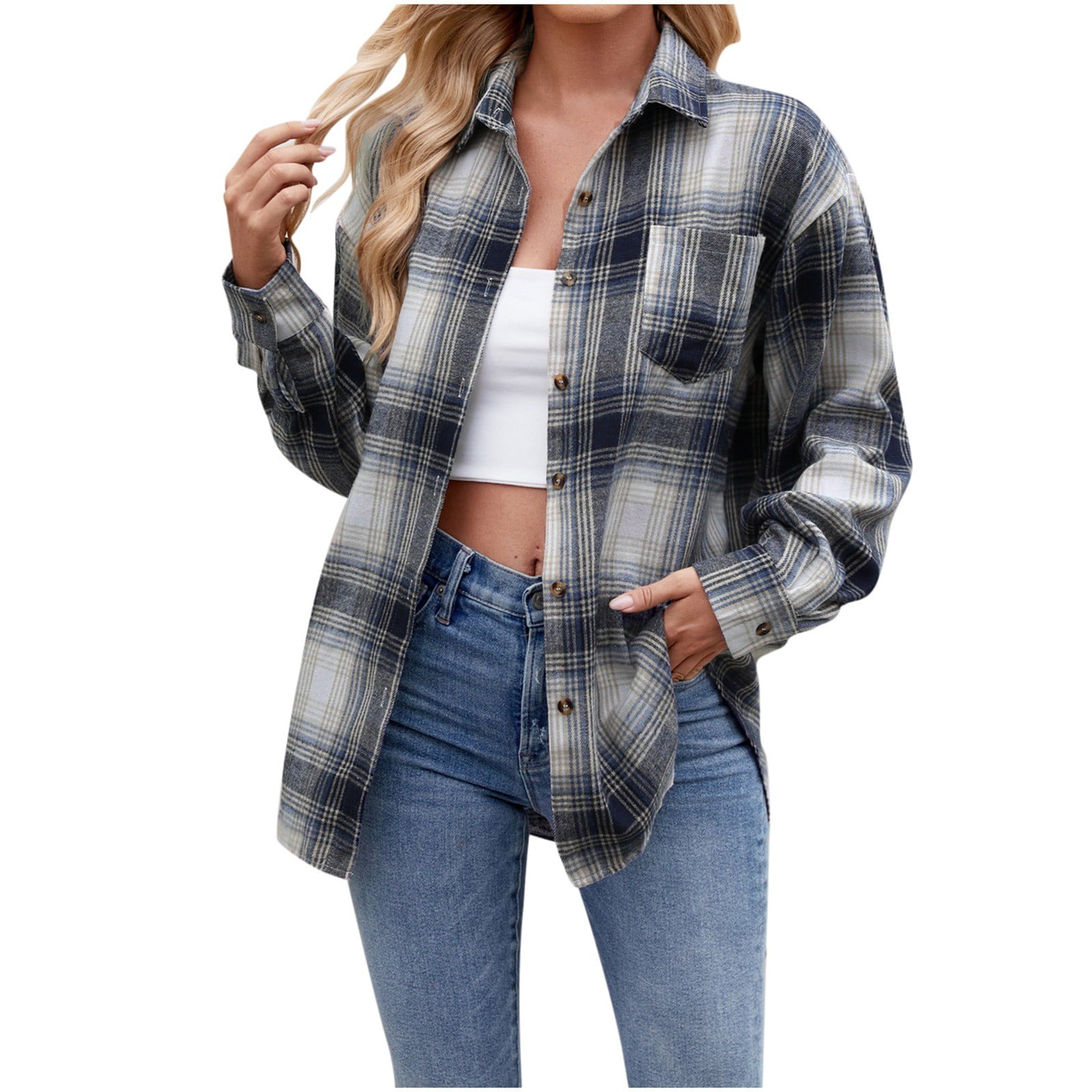 Huesdet Plaid Flannel Shirts for Women Buffalo Plaid Shirts Oversized ...