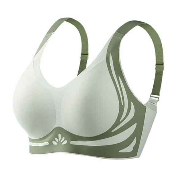 Huesdet Plus Size Bras for Women No Underwire Full Coverage Everyday Bras Comfortable Wireless Padded Bras(Green,XL)