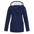 thumbnail image 1 of Huesdet Rain Jacket for Women Lightweight Long Hooded Raincoat Waterproof Outdoor Travel Hiking Windbreaker Trench Coats(Navy,XL), 1 of 4