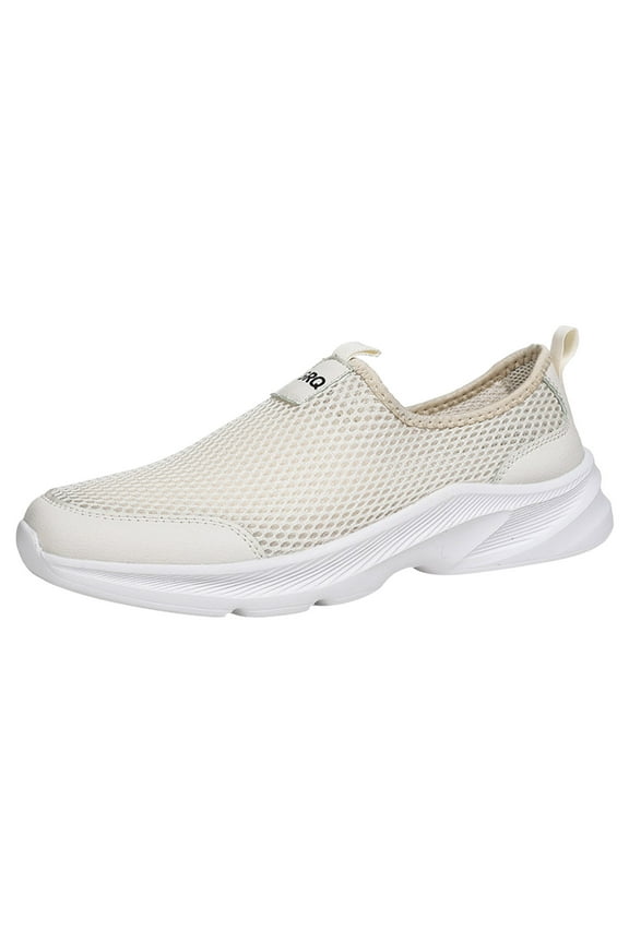 Running Shoes for Men FashiOn Men Mesh Casual Hollow Out Sport Shoes Slip On Solid Men Sneakers(Beige,10)