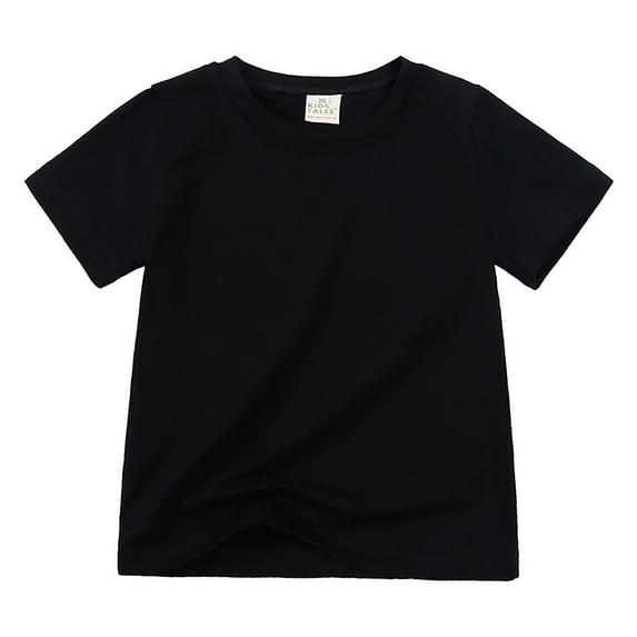 Huesdet Short Sleeve T-Shirt Tee Organic Cotton Baby, Toddler, Little Kids Boys, Girls, Unisex(Black,3-4 Years)