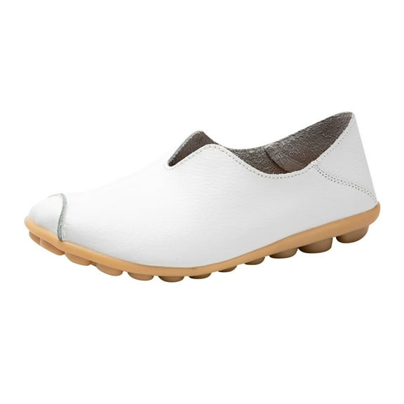 Huesdet Slip On Loafers for Womens Comfort Memory Foam Dress Driving Moccasins Shoes for Women with Arch Support(White,8.5)