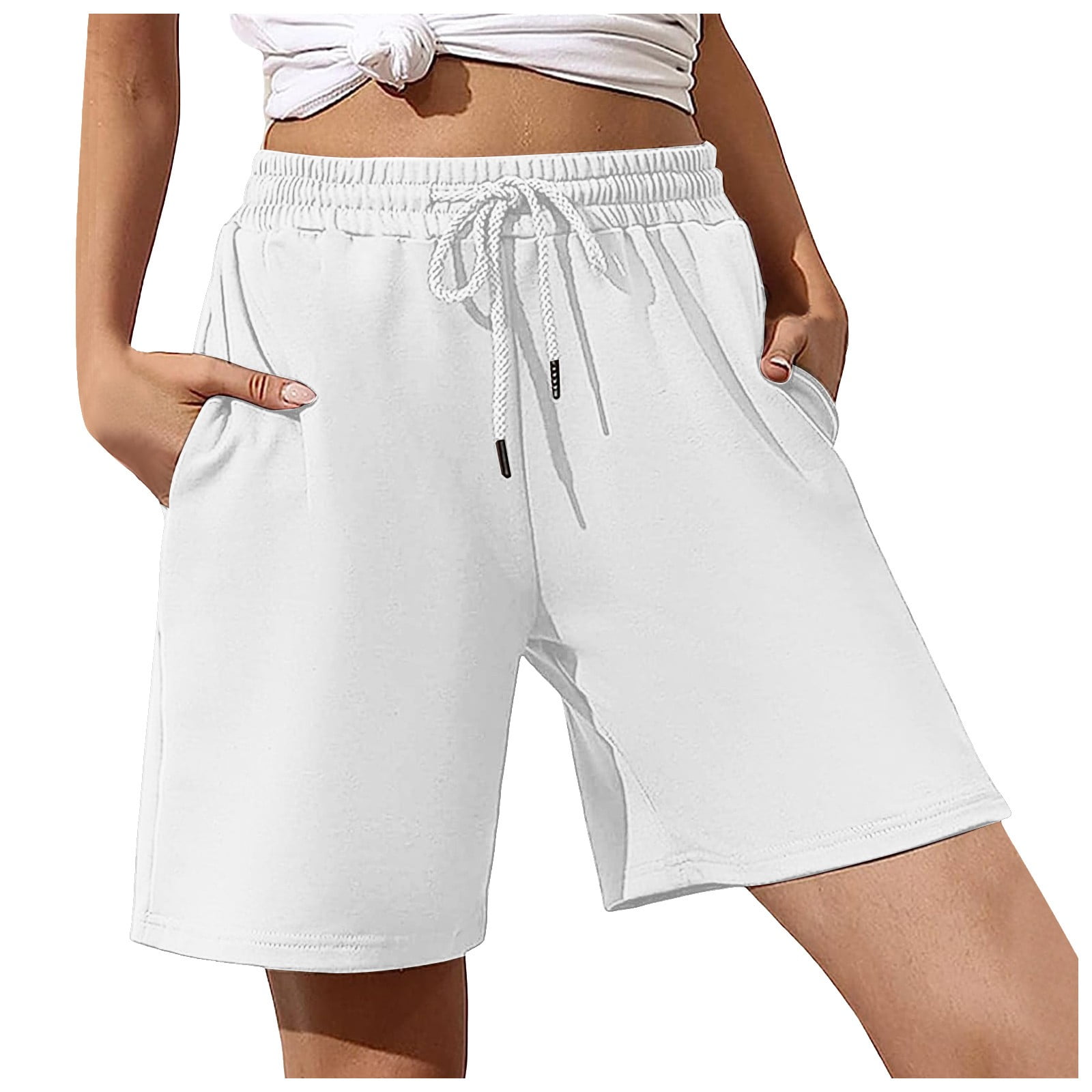 Huesdet Bermuda Shorts for Women Summer Plus Size Cotton