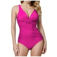 thumbnail image 1 of Huesdet Tankini Swimsuits for Women Tummy Control Bathing Suits Two Piece Tankini Tops with Bikini Bottoms Twist Swimwear(Hot Pink,M), 1 of 5