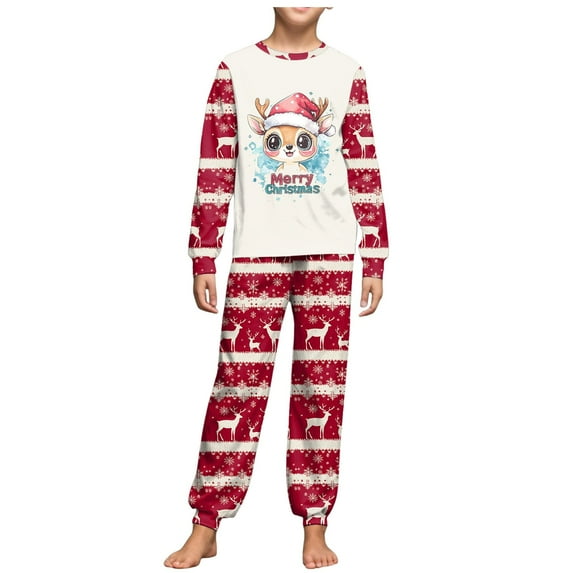 Huesdet Toddler Baby Boy Girl Christmas Outfit Reindeer Fleece Lined Shirt Pants Set 2 Piece Infant Cute Winter Clothes(Watermelon Red,10-11 Years)
