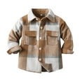 thumbnail image 1 of Huesdet Toddler Baby Boy Girl Flannel Plaid Shirt Jacket Shirt Coat Jacket Plaid Long Sleeve Kids Turn Collar Button Tops Outwear(Yellow,6-7 Years), 1 of 9