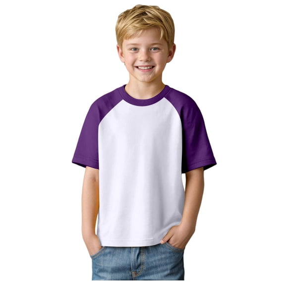 Huesdet Toddler Baby Boy Girl Short Sleeve Crew Neck T Shirt Pullover Sweatshirt Summer Basic Tee Solid Casual Clothes(Purple,9-10 Years)