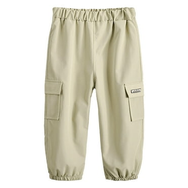 Huesdet Toddler Baby Boys Sweatpants Solid Cotton Elastic Waist Trousers Active Jogger Pants(Khaki,7-8 Y)