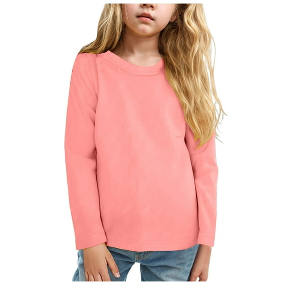 Huesdet Toddler Boys Cotton Crewneck Sweatshirt Baby Solid Long Sleeve Pullover Tops Soft T-Shirt for Boys Girls(Orange,5-6 Y)