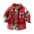 thumbnail image 1 of Huesdet Toddler Boys Girls Plaid Flannel Shirts Jacket Long Sleeve Lapel Button Up Shacket Fall Outerwear for Kids(Hot Pink,6-7 Years), 1 of 7
