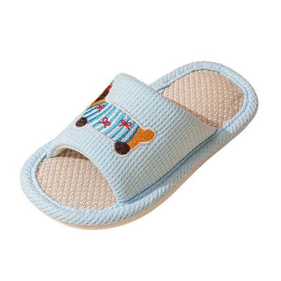Huesdet Toddler Boys Girls Soft Plush House Slippers Cute Animal Slippers Winter Comfy Warm Fuzzy Slippers Memory Foam Non-slip Indoor Outdoor Shoes(Sky Blue,11-11.5 Years)
