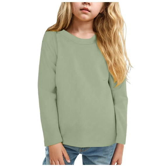Huesdet Toddler Boys Girls Thermal Long-Sleeve Shirts Stripe and Solid T-Shirts Cotton Shirts for Boys(AG,8-9 Y)